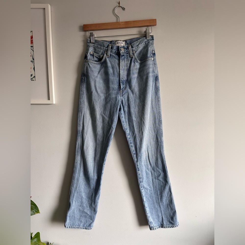 AGOLDE 90s Pinch Waist High Rise Jean in light wash size 25